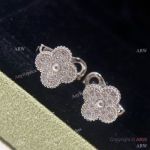 V C A Vintage Allhambra S925 Silver Earrings with Diamonds
